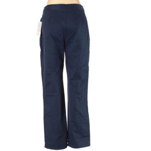 H by Halston Ankle Navy Mid-Rise Straight Fit Kick Pleat Pant Trouser Small 6 - Picture 2 of 6